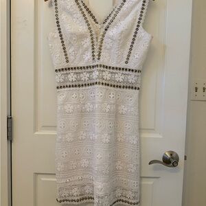EUC Boston Proper White Sheath Dress V-Neck Sleeveless - worn once